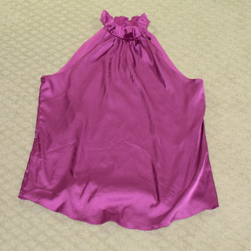 White House Black Market Women's Size 2 Purple Ruffle Neck Halter Top